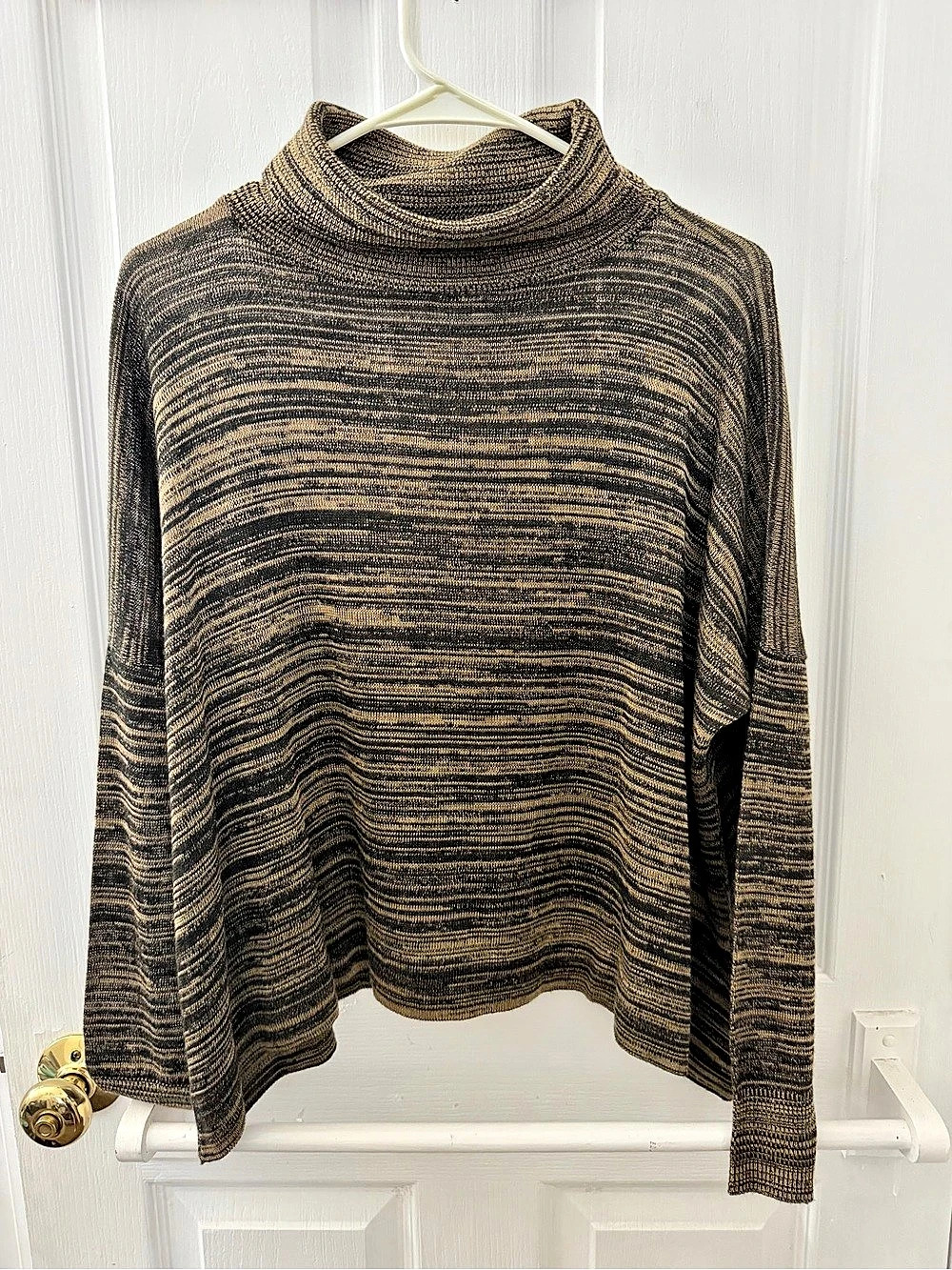 Michelle by Comune Striped Cowl Neck Sweater in Brown & Black Like New